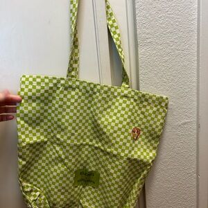 Elemis x Shrimps Green Checkered Tote Bag